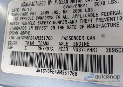 2010 Infiniti G37 из США, поврежденный, VIN JN1CV6FE4AM351768